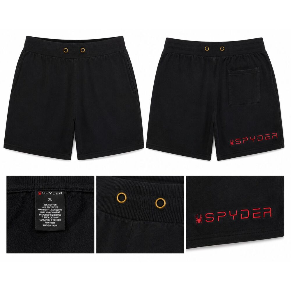 Spyder Men’s Black Lounge Athletic Shorts XL Logo Casual Activewear
